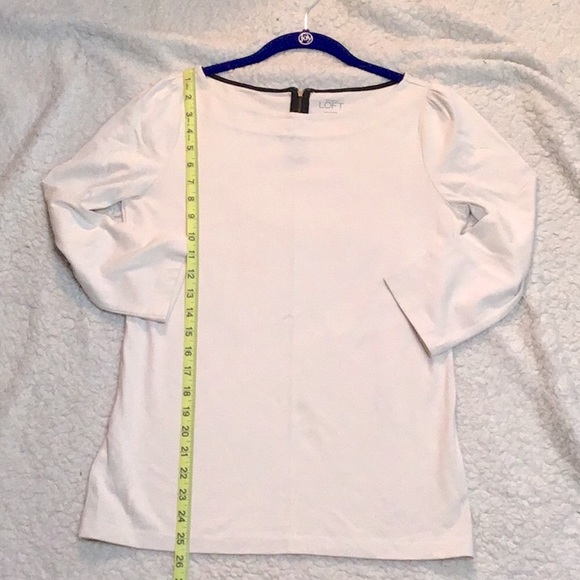 LOFT 👠Cotton 3/4 sleeve top cute zipper in back - Picture 11 of 12